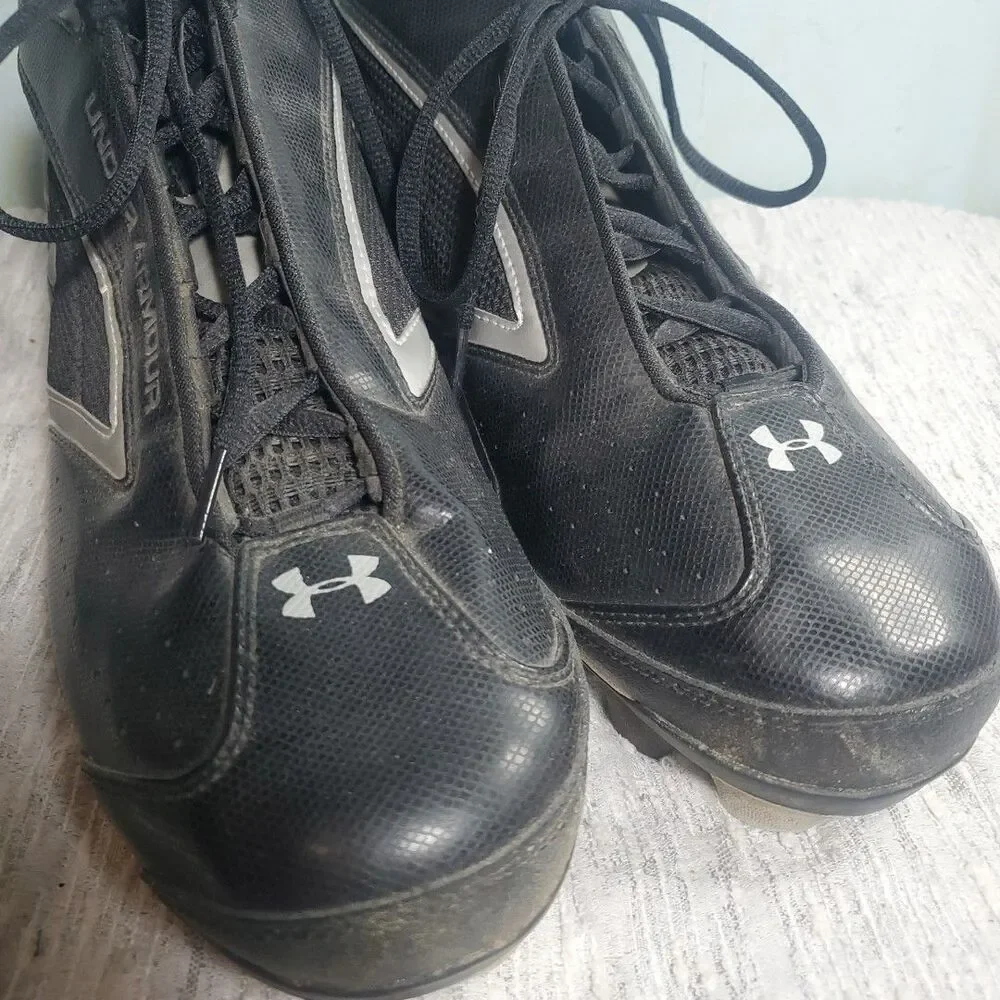Under Armour 13 Baseball Cleats Mens Black Silver 1097009-001 Athletic Shoes SEO